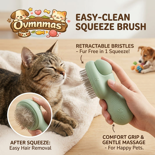 Ovmnmas™ Self-Cleaning Slicker Brush for Cats & Dogs – Retractable Bristle Deshedding Tool, Easy Hair Removal Grooming Comb, Gentle Massage Brush for Shedding
