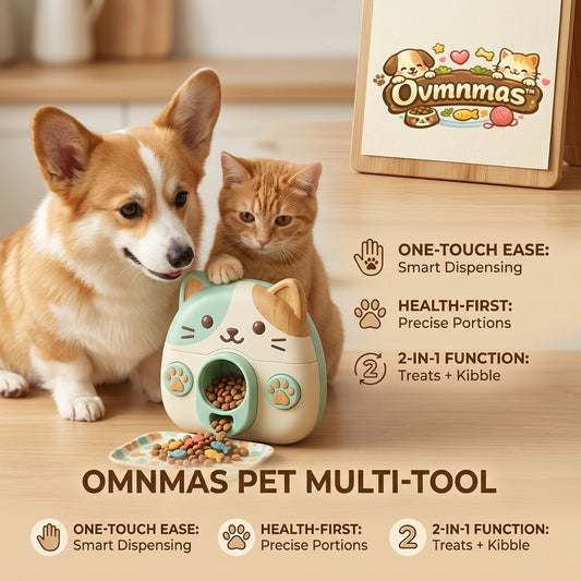 Ovmnmas™ Automatic Pet Feeder & Treat Dispenser - 2-in-1 Smart Kibble Dispenser for Cats and Dogs, One-Touch Precise Portion Control Feeding Station, Interactive Pet Multi-Tool for Healthy Eating
